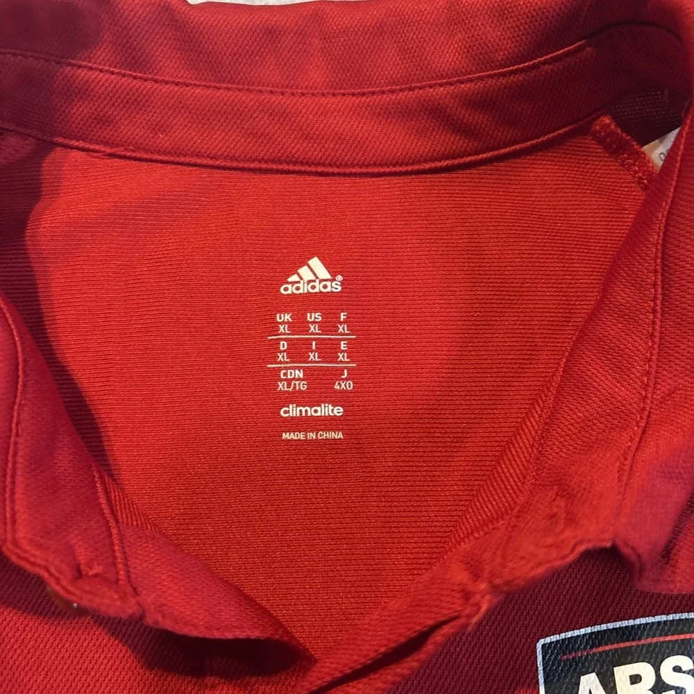 Adidas Arsenal Alithsa Climalite Men's XL Polo Soccer Futbol Red White Jersey